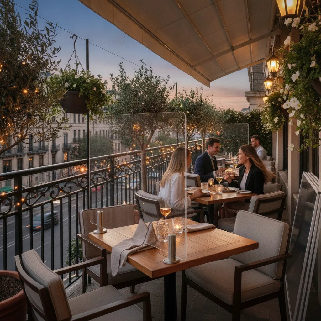 installation pare-vent sur balcon restaurant
