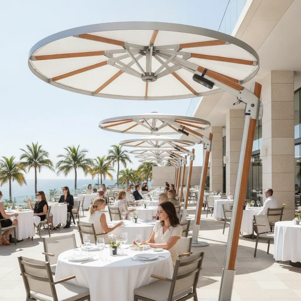 Parasol connecté intelligent automatique | E-TERRASSES - parasol connecte intelligent