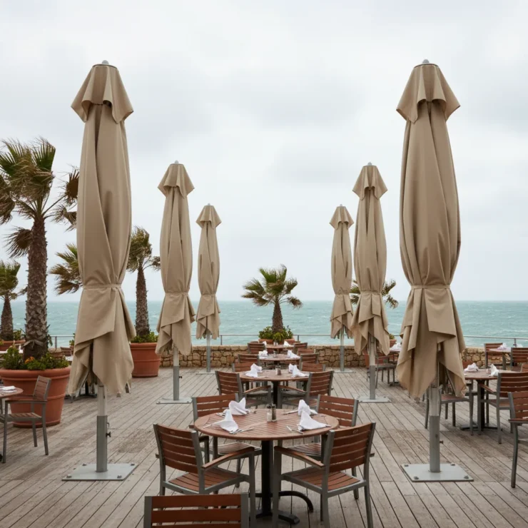 Parasol pour zone venteuse ultra résistant | E-TERRASSES - parasol zone venteuse terrasse