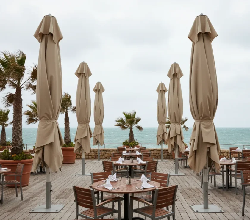 Parasol pour zone venteuse ultra résistant | E-TERRASSES - parasol zone venteuse terrasse