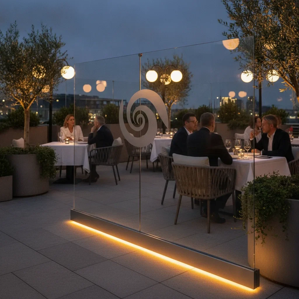 Paravent avec logo personnalisé – Visibilité Pro | E-TERRASSES - paravent logo personnalise