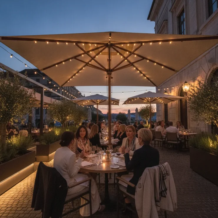 Parasol avec éclairage LED intégré | Guide CHR 2026 - parasol eclairage led integre professionnel
