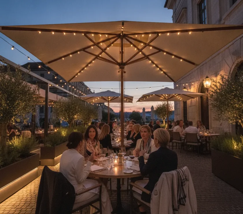 Parasol avec éclairage LED intégré | Guide CHR 2026 - parasol eclairage led integre professionnel