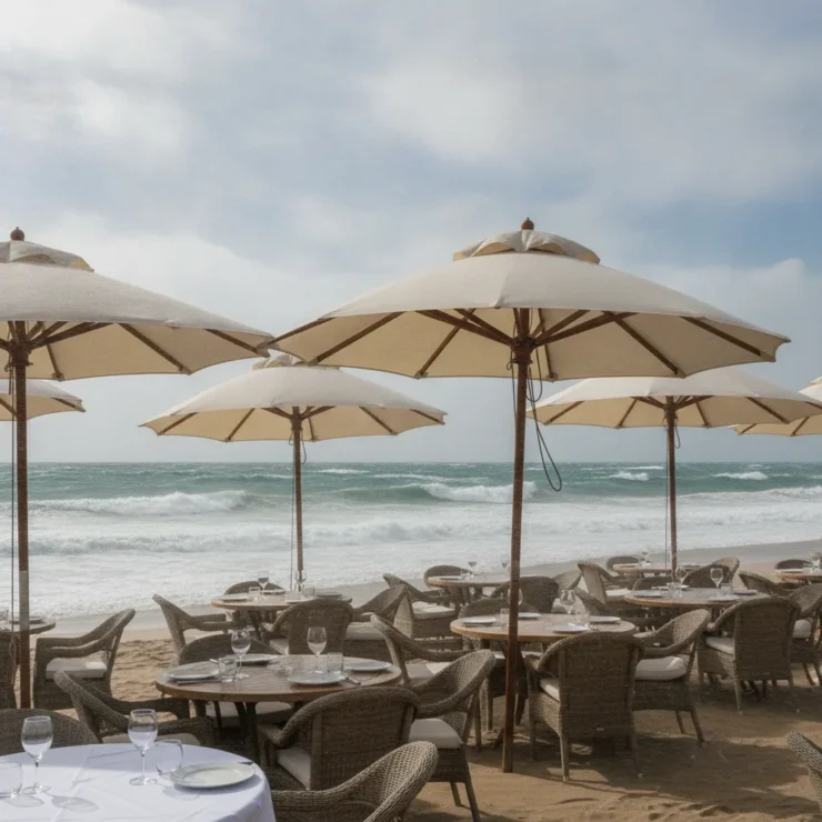 Parasol pour restaurant de plage | Guide CHR 2026 - parasol restaurant plage professionnel