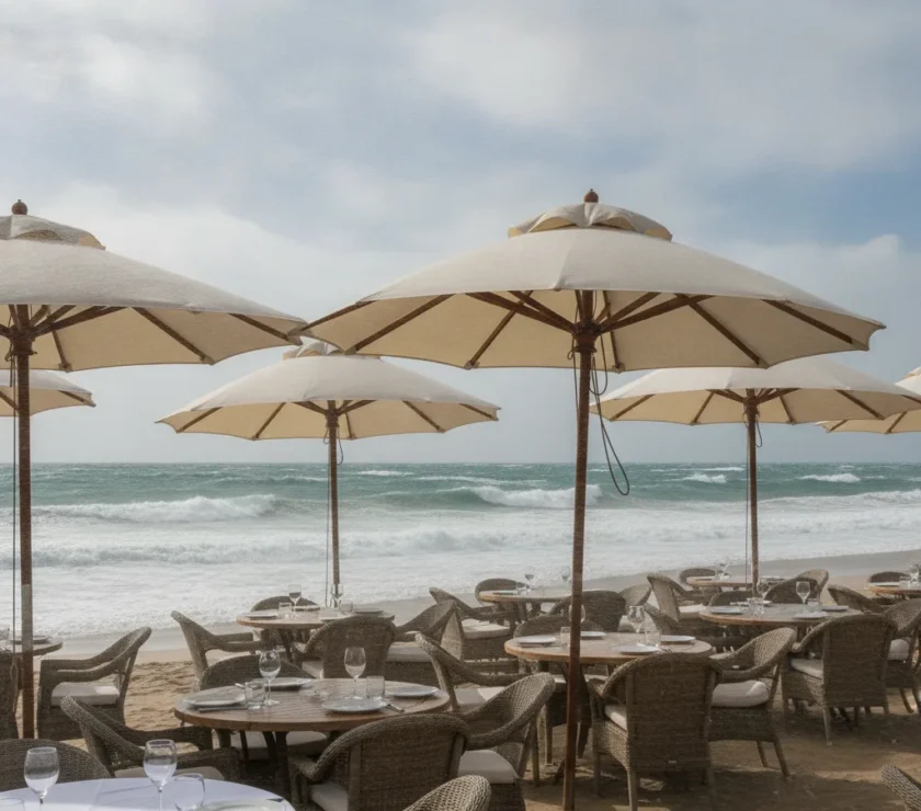 Parasol pour restaurant de plage | Guide CHR 2026 - parasol restaurant plage professionnel