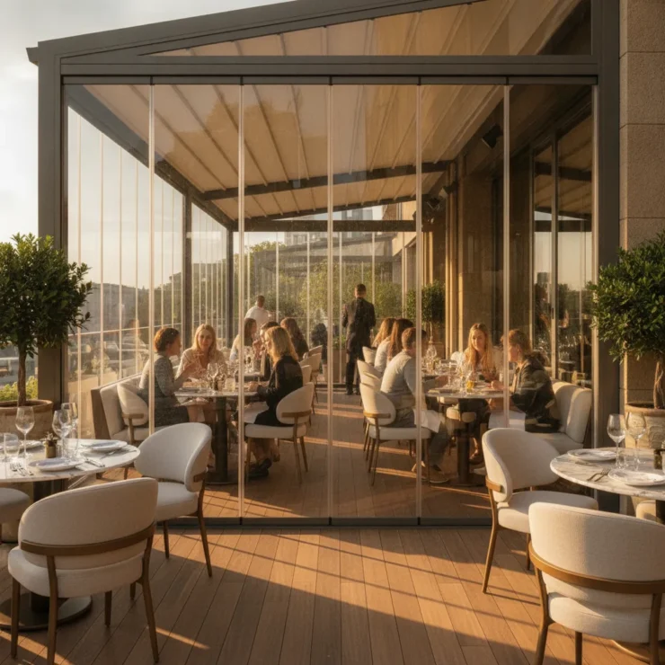 Paravent télescopique électrique pour terrasse CHR - paravent telescopique electrique terrasse