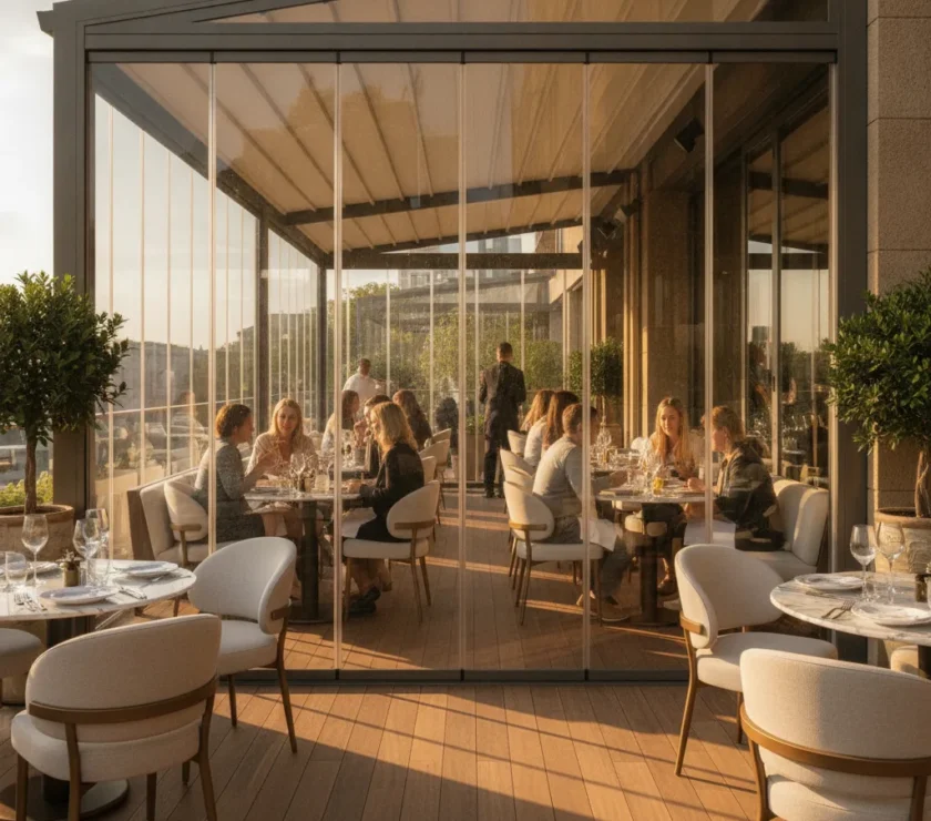 Paravent télescopique électrique pour terrasse CHR - paravent telescopique electrique terrasse