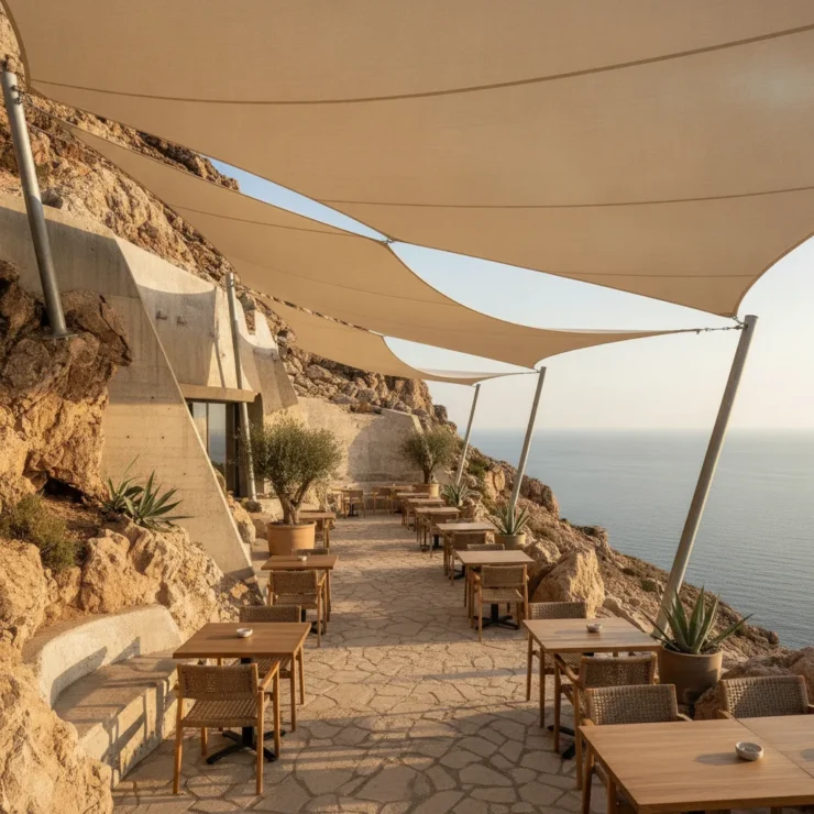 Voile d'ombrage sur mesure restaurant | Guide CHR - voile ombrage sur mesure restaurant